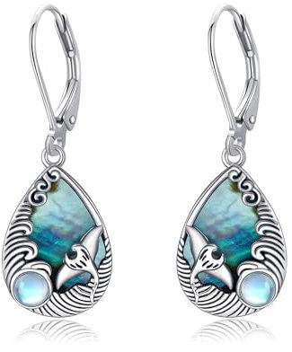 URONE Mantarochen Ohrringe 925 Sterling Silber Mantarochen Ocean Ohrhänger Manta Rochen Schmuck Geschenke für Damen