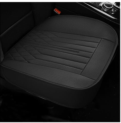 RBHAI Sitzbezug Werkstatt Auto Luxuriöses PU-Leder-Autositzpolster, Atmungsaktiv, Schützendes Fahrersitzkissen, Universal-Stuhlmatte(Schwarz,Front)