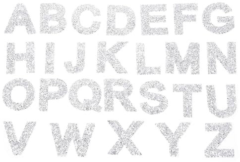 sourcing map 26 Pieces Rhinestone Letter Glitter Letter Stickers, Crystal Gemstone Border Sticker 2.2 Inch for Art Craft DIY Clothes (Silver)