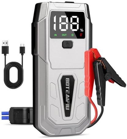 Auto-Starthilfe, 12 V Starthilfe Powerbank 5000A Starterbatterie Bis Zu 9,5L Benzin Oder 8,0L Diesel Auto Batterie Booster Starter