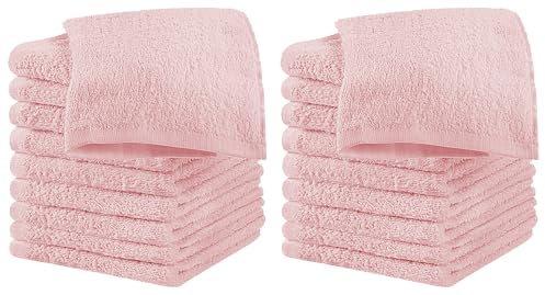 IlGruppone Set 20 Pezzi Lavette Asciugamani Viso Mani 100% Cotone 490 Gsm 30x30 Cm Bagno Bidet Vari Colori Morbide Assorbenti Asciugamano Spugna Ospite - Rosa - 30x30 cm
