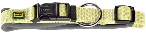HUNTER Hundehalsung NEOPREN Vario Plus, Farbe: Matcha/grau, strapazierfähiges Nylon, weiche Neoprenpolsterung, stufenlos verstellbar, mit Zugentlastung, pflegeleicht, komfortabel, Größe: L-XL/2,5