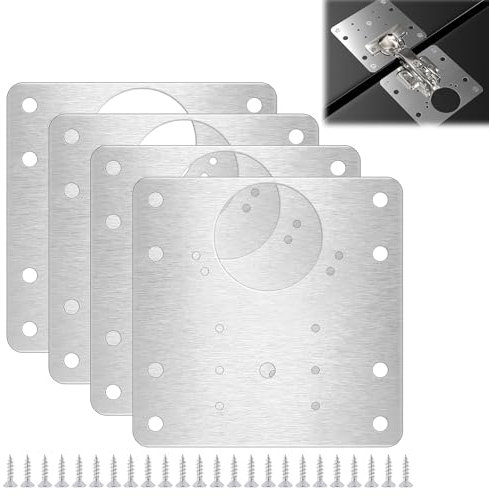 Piastra Riparazione Cerniera Ante con Viti,Kit Riparazione Cerniere Ante,Piastra di Riparazione per Cerniere,Piastra di Riparazione Della Cerniere Inossidabile,Piastre di Riparazione Cerniere,4PCS