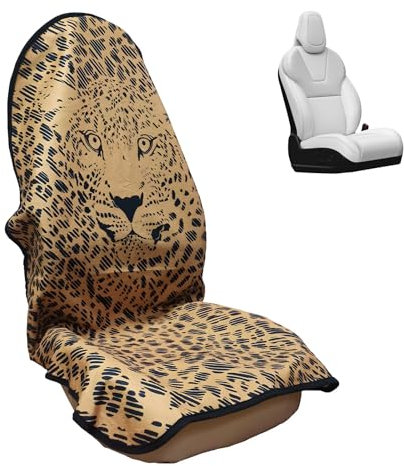 Ohleats Autositzbezug, atmungsaktives Auto-Vordersitzkissen mit US-Flagge, Leopardenmuster, rutschfest, bequem, niedlicher Druck, Vordersitzschutz für SUV, Limousine, LKW, Autozubehör