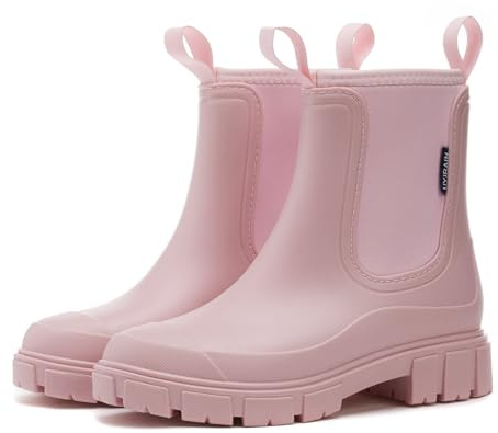 SmoothPace Gummistiefel Damen Wasserdicht Gummistiefeletten Halbhohe Chelsea Boots Rutschsicher Abriebfest Atmungsaktiv Regenschuhe Komfort Garten Stiefeletten 36-41EU