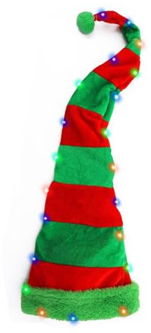 Wpsagek LED-Weihnachtsmützen, beleuchtete Weihnachtsmützen, Weihnachtsmütze Weihnachtsmütze, Weihnachtsmütze mit LED-Lichtern, Neujahrsmütze, Weihnachtsmütze, gestreifte Mütze,