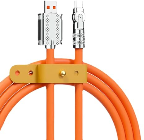 USB C Charger Fast Charging - 120W 6A Type C Cable, 180° Rotating Universal Charging Cord | Fast Data Transfer, Durable & Tangle-free Use for Cell Phones, Tablets, Laptops, Games, School Use