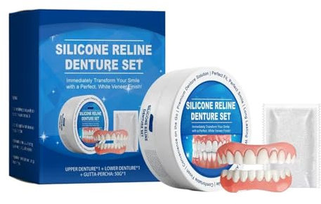 Housse de prothèse doublée de silicone, kit de doublure de prothèse souple, kit de doublure en silicone pour prothèses dentaires, prothèse inférieure mâle et femelle, kit de restauration de prothèse