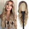 Pelucas Rubia Largas Onduladas de Marrón a Rubio para Mujeres Peluca Ombre de Pelo Sintético Natuaral Peluca, Pelucas Naturales Encantadoras para Halloween/Navidad