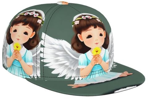 RRKDOY Gorra de béisbol con estampado textil de ángel pequeño para adultos, talla única, estilo clásico para hombres y mujeres, negro, talla única