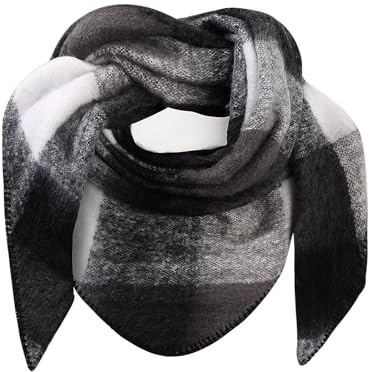 Voqeen Schal Damen Winter Dreieckstuch Lange Tartan Dreieck Schal Wrap Dicke Warme Damen Halstuch Weiche Stola Winterschal Decke Für Frauen