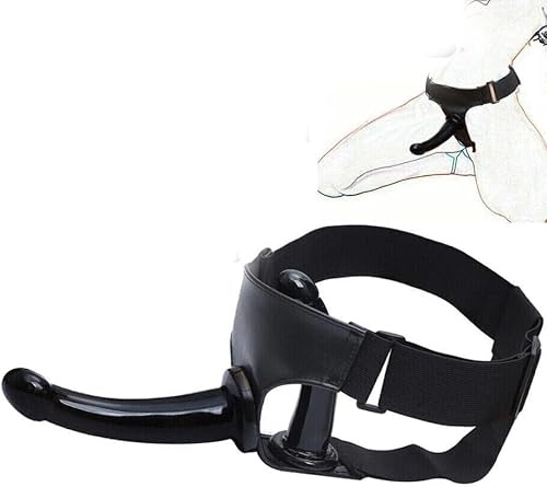 Harnais noir Strap-on Sangle Gode Ceinture Double 17/19,5cm Détachable | YILUQIFLY Stimulateur point G Portable Réaliste Pénis Plug Masturbation Jouets sexuels pour adultes femmes Couples lesbiens