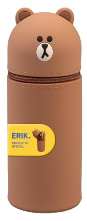 Grupo Erik Line Friends Brown Federmäppchen Mäppchen Merch | Federmappe Stift Etui Schule 1 Fach - Kawaii Federtasche Mädchen und Jungen Schlampermäppchen Geschenke zur Einschulung