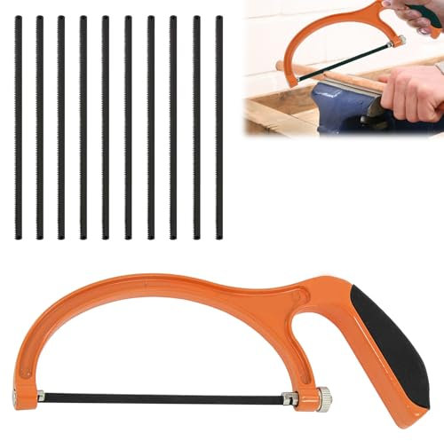 Hacksaw for Metal Cutting,Junior Hacksaw,Small Hacksa w, Mini Hacksa w for Metal Cutting, Heavy Duty Mini with 10 Exchangeable Blades for Cuttin g Plastic, PVC Pipe,Tile