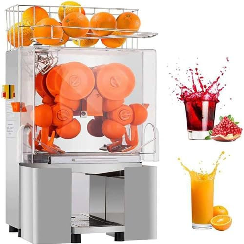 Commercial Automatic Orange Juicer Machine, High Juice Yield Over 55%, Low Noise, Easy Clean with Removable Parts, Includes 2 Stainless Steel Buckets for Efficient Juicing