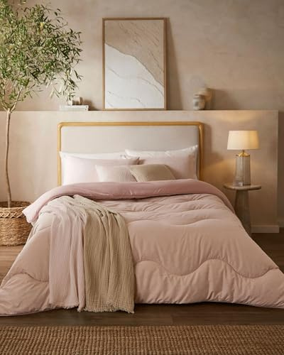Night Lark Set piumino senza fodera e federa, Collezione Soft Weave – Piumino senza fodera matrimoniale da 4,5 Tog con fibra Advanced Smartfil®, lavabile in lavatrice, ipoallergenico – Rosa antico