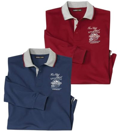 ATLAS FOR MEN – 2er-Pack Klassische Herren-Poloshirts – Langärmelige Baumwolloberteile – Lässig – Größen M bis 5XL