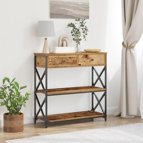 Générique Table Console en Bois Ancien 75x28x75 cm en Bois d'ingénierie et Acier,Meubles,Tables,Tables Basses et Tables d'appoint,Tables d'appoint,Marron,17.3 KG,863535