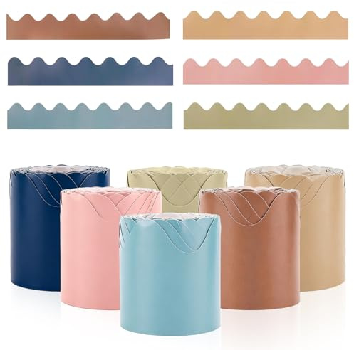 196.8 ft Bulletin Board Borders, Colorful Corrugated Border Roll Display Borders Bulletin Board Paper for School, Office & Home Use