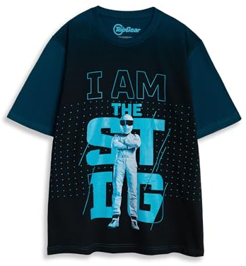 Top Gear The Stig Black & Blue Short Sleeved T-Shirt | Unisex Graphic Tee with 'I AM The STIG' Print | Casual Wear Fans | Television Show Merchandise - Medium