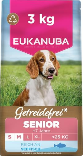 EUKANUBA Crocchette per cani anziani taglia piccola/media con pesce, 3 kg