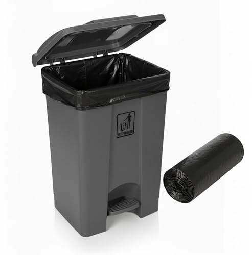 Curvaso Premium Pedal Bin Hands-Free Step On Waste Bin for Kitchen, Home & Office Commercial | Large Recycling Trash Can Indoor Outdoor Use (Grey (with Bin Bags), 45 Litre)