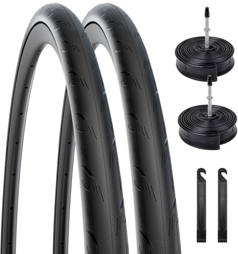 2er-Pack Fahrradreifen 28 Zoll 700x25C/700x28C, Faltbare Pannensichere Rennradreifen Ersatz mit 2 Schläuchen, Presta-Ventil und Reifenhebern für Rennräder