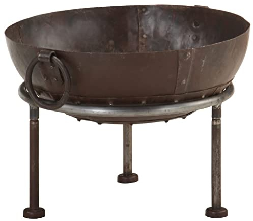 Generic Rostige Feuerstelle, Große Eisenschale mit Ring, Hält Warm, Verleiht Ihrem Garten oder Ihrer Terrasse Einen Rustikalen Stil, Ermöglicht Stundenlanges Großfeuern, Absorbiert und (Braun)