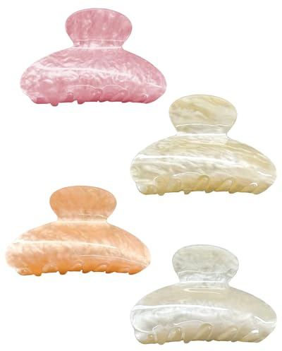 Fonyiunce 4PCS Grosse Pince Cheveux Femme 8cm*3.7cm,Antidérapant et ferme, Classique Accessoire, Pour Cheveux épais Accessoires Cheveux Femme