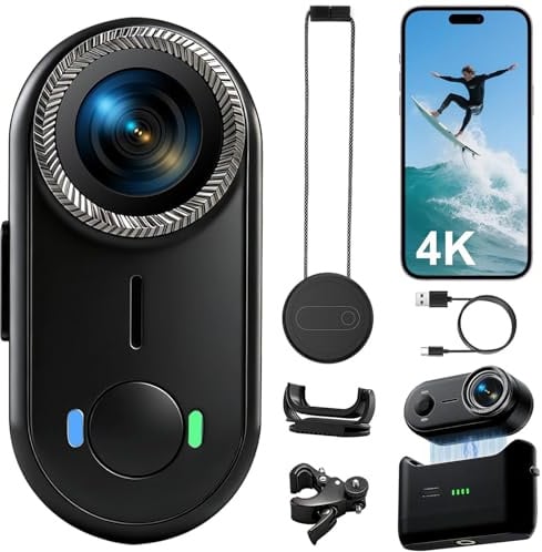 OBEST Action Cam 4K mit Wasserdicht Bildstabilisierung, 64GB Mini Bodycam | 350 Mins mit Ladestation, Magnetische POV Kamera für Vlog Wandern Surfen Tauchen Ski, Helmkamera für Motorrad Fahrrad Reiter