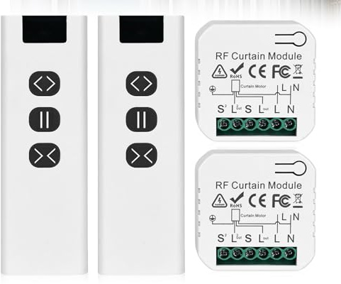 Set da 2 Interruttori per Tapparelle con Telecomando, Controllo Wireless per Tapparelle, Tende e Tende da Sole