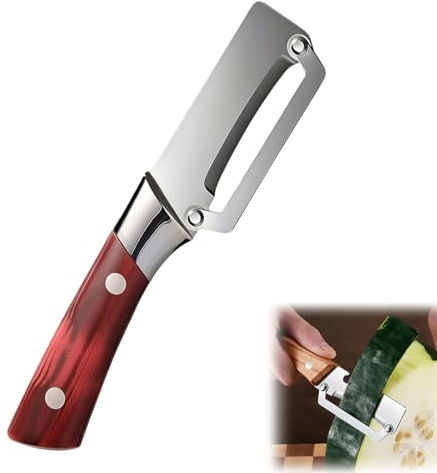 Stainless Steel Vegetable Peeler with Wooden Handle - Ergonomic Potato Peeler & Fruit Slicer, Sharp Blade for Carrot, Apple, Kiwi, Orange, Easy Grip Kitchen Tool (Type B - 1Pack)