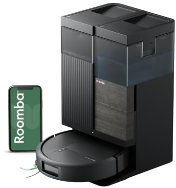 iRobot Roomba® Plus 576 Combo robot aspirapolvere lavapavimenti, 25.000 Pa | Con stazione AutoWash™ autosvuotante, lavaggio con acqua calda a 75°C e asciugatura a caldo mop estensibili, AI + LiDAR, nero