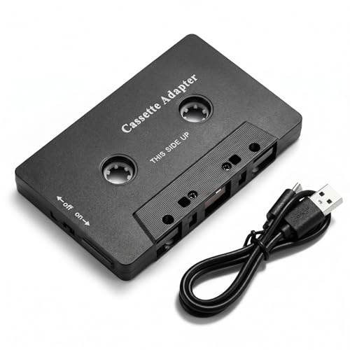 VIREAPORN Audio Cassette Adapter Transmitter Converter Bluetooth 5.0 [Wireless Tape Receiver] Rechargeable Music Player. MP3 Stereo Streaming | Vintage Vehicle Dash Radio - Smartphone AUX.
