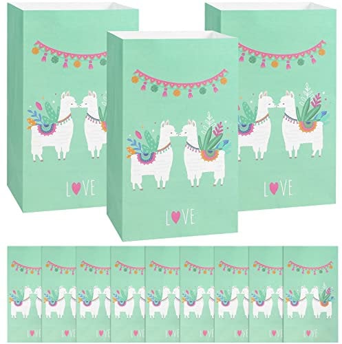 Amosfun 12 STÜCKE Kraftpapiertüten Alpaka Papiertüten für Süßigkeiten Geschenk Backen Dessert (21x13x8 cm)