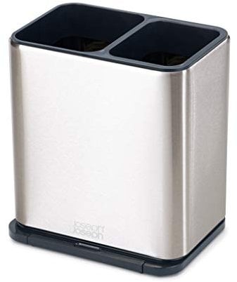 Joseph Joseph 85161 Utensil Holder with Removable Spoon Surface Kitchen Accessory, One-size, Stainless Steel/Dark Gray