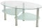 Flyelf Oval Couchtisch Glasplatte Tischende Couchtisch 3 Etagen für Wohnzimmer 90x50x43cm, Transparent + Weiß, 90 x 50 x 43 cm
