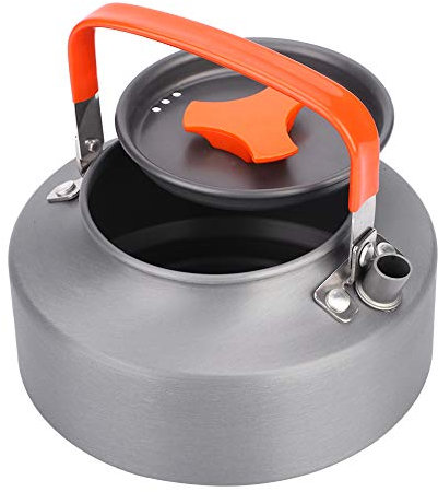 Aigend Camping Wasserkocher, Tragbarer 1.1L Aluminium Wasserkessel Camping Wasserkessel Kessel Teekanne Kaffeekanne für Outdoor Picknick Wandern (Orange)