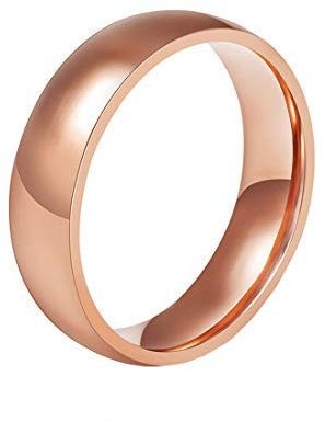 HIJONES Bijoux Femmes Hommes Acier Inoxydable Plaqué 6MM Or Rose Bague Mariage Taille 54
