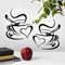 2 tazas de pared de arte de la cocina pegatinas de vinilo adhesivo de frases de amor etiqueta de pub decoración de café té decoración mural extraíble paredes calcomanías taza negro decoración