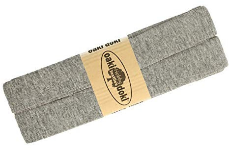 Schrägband Jersey 3m Breite 20mm Oaki Doki Tricot de Luxe Einfassband elastisch über 80 Farben, Farbe:grau meliert