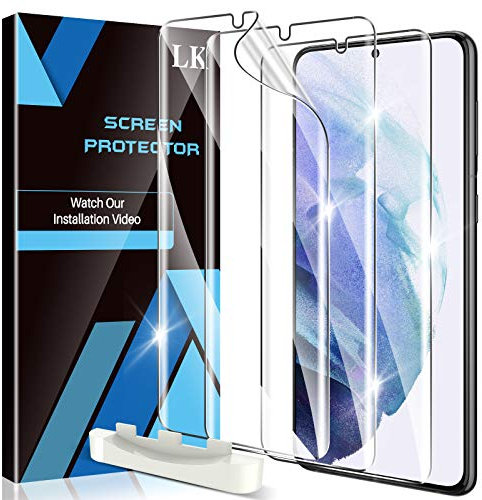 LK Lot de 3 films de protection d'écran compatibles avec Samsung Galaxy S21 Plus et S21 Plus 5G - Transparent - En TPU souple - Anti-traces de doigts - Sans bulles