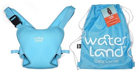 WaterLand Porte-bébé innovant pour l'eau et la terre, bleu clair, sangle de poitrine imperméable pour tout-petits avec sangles réglables, siège de transport léger pour piscine et plage
