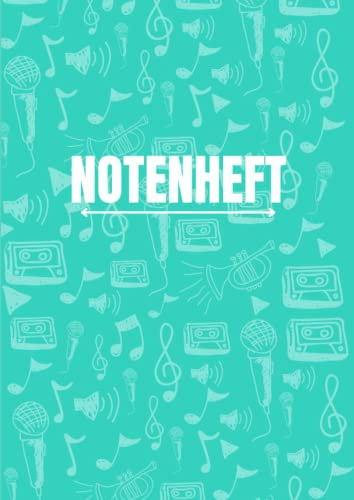 Notenheft: leerer Notenblock zum Ausfüllen | 100 Seiten | 12 Notensysteme je Seite | DIN A4
