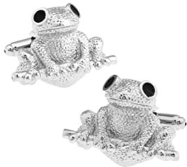 Skcess Manschettenknöpfe Hochzeit Silber Schwarz, Manschettenknöpfe Herren Frosch Manschettenknöpfe Messing Geschenke für Herren Und Damen