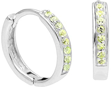 Sterling Silber Peridot CZ Pave 15mm Huggie Creolen