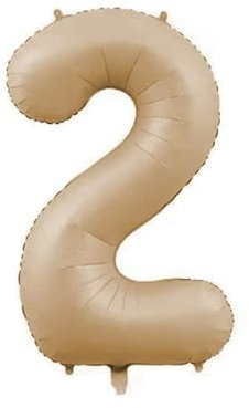 Zahlen Luftballon Karamell Beige, 100cm Groß Creme Weiß Folienballon Zahl, 40 Zoll Zahlenballon Helium Ballon, Luftballon 0-9. für Jahre Mädchen Babyparty Geburtstagsdeko Jubiläum (Karamell,2)