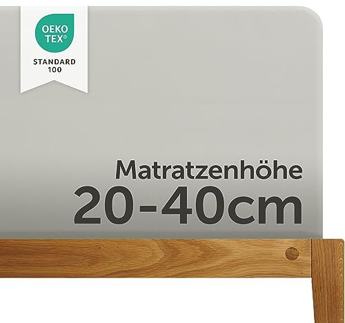 Blumtal Luxus Boxspringbett Spannbettlaken 180x200cm - 200x220, bis 40cm Höhe - Oeko-Tex Zertifizierte Baumwoll Bettlaken - 180x200 I 180x220 I 200x200 für Boxspring- & Wasserbett, Moonlight Grey