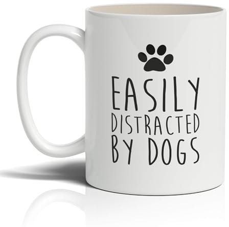 Punk Cards - Dog Lovers Gifts for Women, Easily Distracted by Dogs, Mugs for Women, Secret Santa Gift, Microwave Safe, 11oz Ceramic, Made in UK