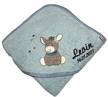 Sterntaler Badetuch 100x100 cm aus 100% Baumwolle personalisiert mit Namen/inklusive Bestickung (Emmi sitzend)